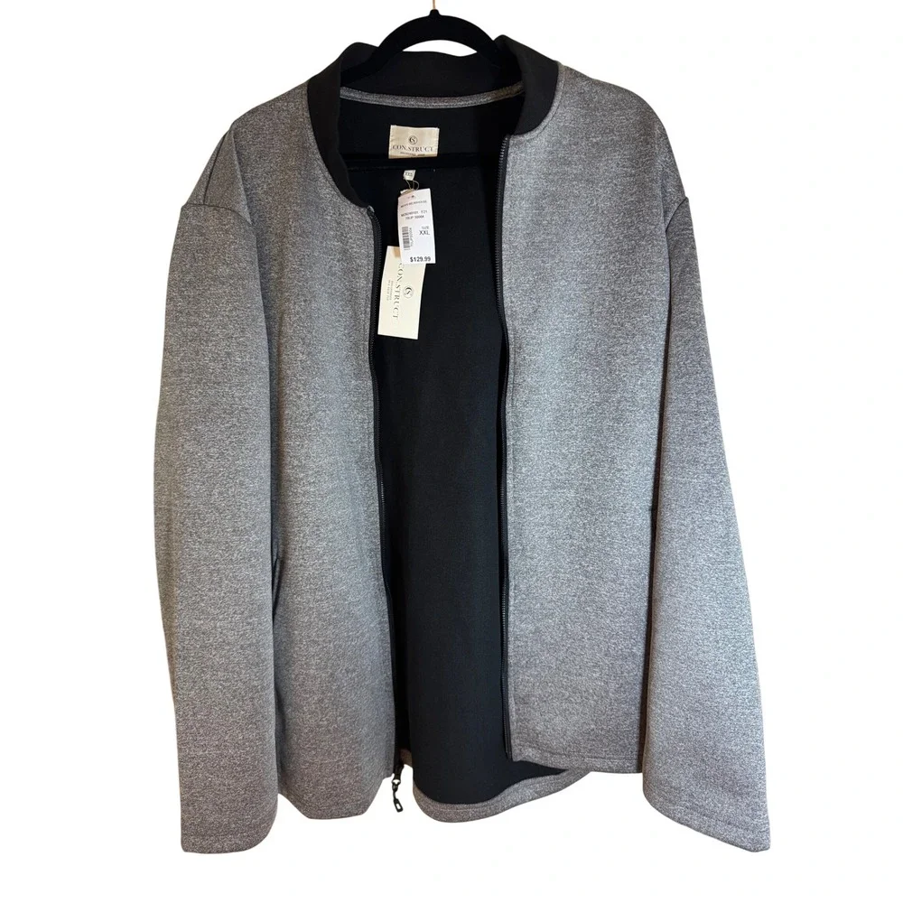 Men's‎ CONSTRUCT XXL Jacket Gray Knit Zip Up Bomber Silvadur New with Tags